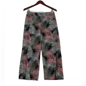 White House Black Market Tropical Print Wide Leg Cropped Pants Womens Size 4